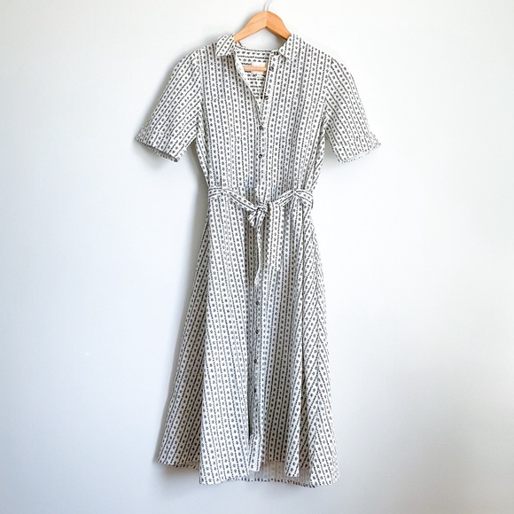 Sezane Jeanne Dress Shirt Dress Off White Black Flowers 34 US 2 - Picture 2 of 7